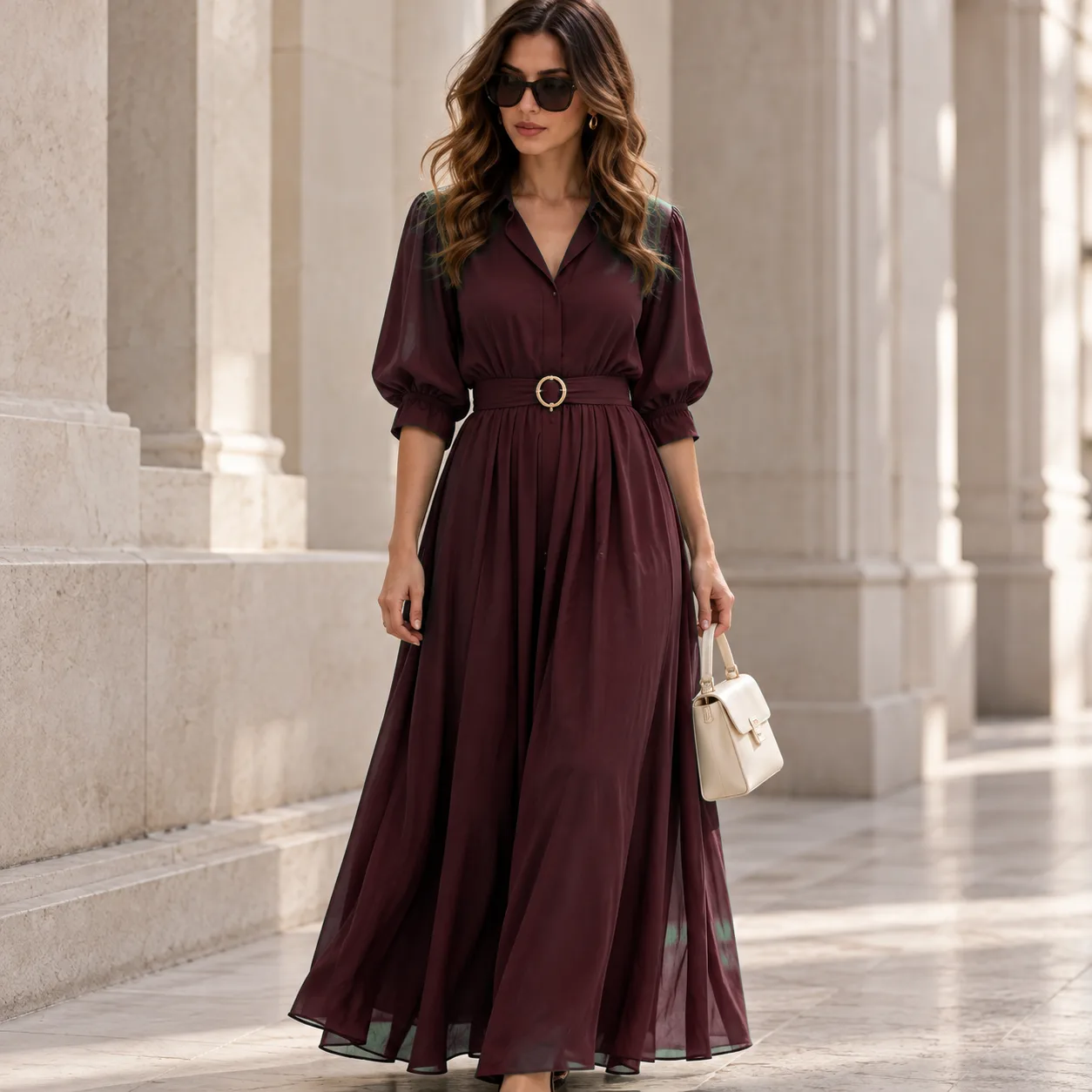 پیراهن بلند زرشکی